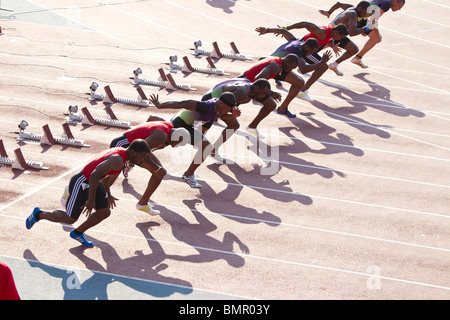 Uomo 100 metri inizia a 2010 NY Grand Prix Diamond League Foto Stock