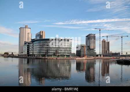 La nuova BBC MediaCity in costruzione a Salford, Manchester. Agosto 2009. Foto Stock