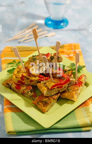 Escalibada frittata. Ricetta disponibile. Foto Stock