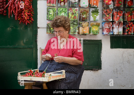 Salsiccia per pizza venditore. Amalfi, Italia Foto Stock