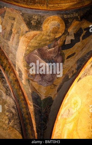 Affresco all'interno Museo Chora, noto anche come Kariye Muzesi, Edirnekapi, Istanbul, Turchia Foto Stock