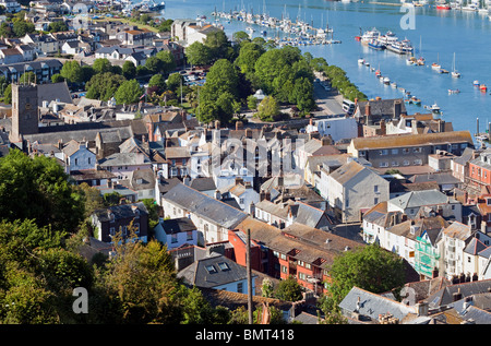 Il centro di Dartmouth mostra edifici distrutti da Fire nel maggio 2010, South Hams, Devon, Inghilterra, Regno Unito Foto Stock