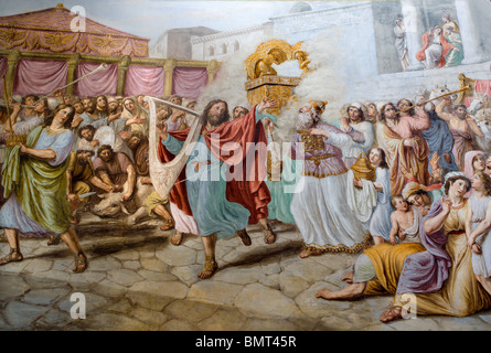 Firenze - affresco di Re Davide che danzano davanti all'Arca dell'Alleanza nella chiesa della Santissima Annunziata di Luigi Ademollo (1764 - 1849). Foto Stock