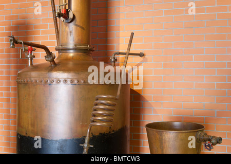 Tradizionale in rame ancora in dettaglio in una cantina, Alentejo, Portogallo Foto Stock