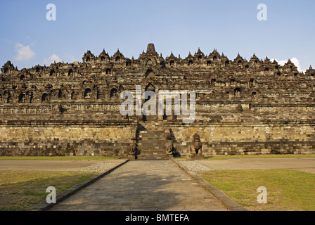 Indonesia-Java-Borobudur, general-Vista da ovest. Foto Stock