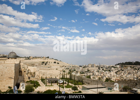 Vista sul Monte Scopus dal quartiere ebraico di Gerusalemme - Israele Foto Stock