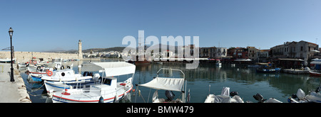 Vista panoramica del porto veneziano in Rethymnon, Creta. Foto Stock