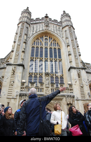 Abbazia di Bath con guida turistica, Somerset REGNO UNITO Foto Stock