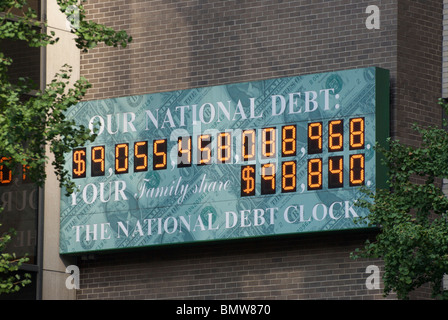Il debito nazionale orologio nella città di New York STATI UNITI D'AMERICA Foto Stock