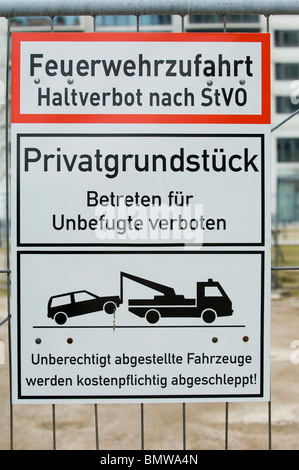 Nessun parcheggio al sito in costruzione sign Berlino Germania Foto Stock