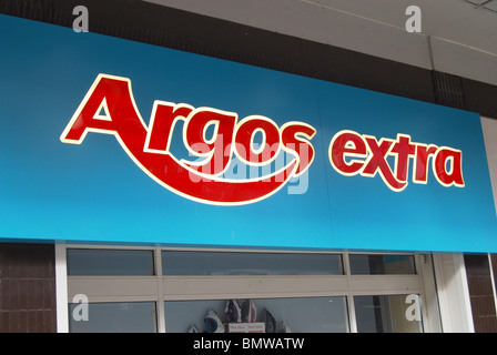 Argos Extra Store shop segno segnaletica logo del marchio Foto Stock