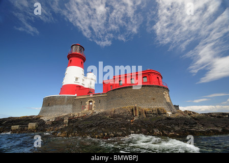 Il faro di Longstone, le isole di farne in Northumbria, Inghilterra Foto Stock