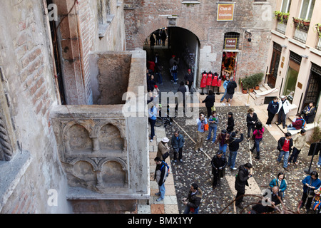 Balcone Della Casa de Giulietta (Casa di Giulietta) di Verona, Italia Foto Stock