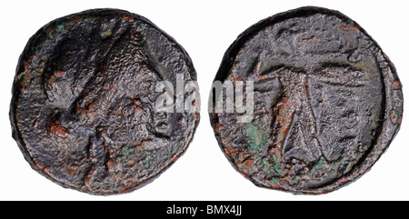 Bronzo antico greco medaglia: Thessalian Confederazione (196-146 a.C.) Foto Stock
