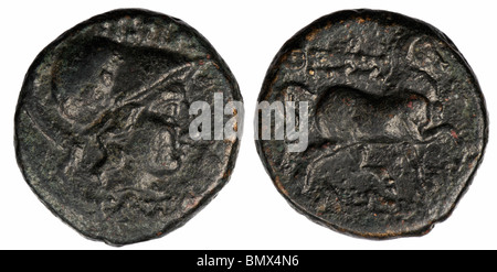 Bronzo antico greco medaglia: Thessalian Confederazione (196-146 a.C.) Foto Stock