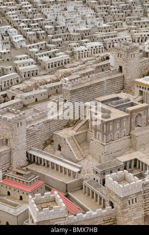 Modello in scala di Gerusalemme come era prima della sua distruzione da parte dei Romani nel 66 CE collocato presso il campus del Museo di Israele a Gerusalemme Foto Stock