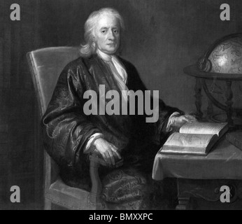 SIR Isaac Newton (1643-1727) scienziato inglese e alchimista Foto Stock