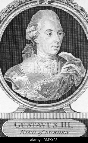 Gustav III (1746-1792) su incisione dal 1773. Re di Svezia nel periodo 1771-1792. Foto Stock