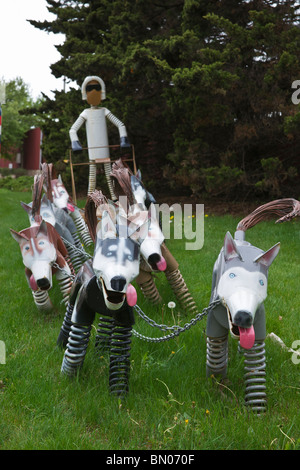 Festa dei tulipani Olanda Michigan negli Stati Uniti moderne sculture Padnos di slitta trainata da cani fatte di rottami metallici riciclano nessuno ad alta risoluzione Foto Stock