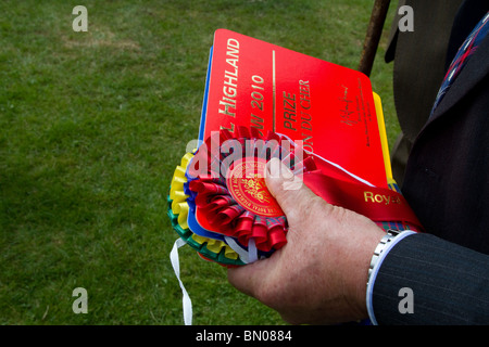 Rosette, biglietti premio, badge, al grande Royal Highland Show 2010  Scottish Agricultural Society of Scotland, UK, tenutosi a Ingliston, Edimburgo, Foto Stock