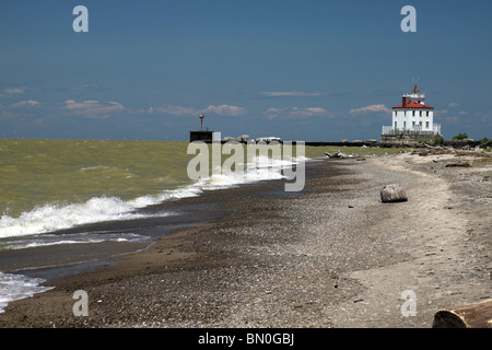 Promontori Beach State Park, Fairport Porto West Breakwater Light Foto Stock