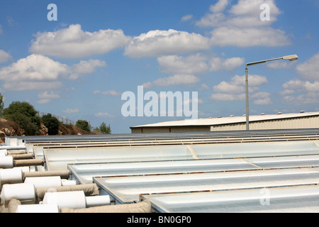 Israele, Bet Shemesh, Solel Industries è un produttore di collettori solari per campi solari nel mondo. Foto Stock
