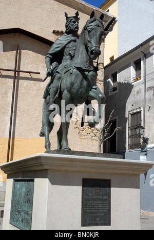 Statua equestre in bronzo di Alfonso VIII(1166-1214), Cuenca, Provincia Cuenca, Castilla la Mancha, in Spagna Foto Stock