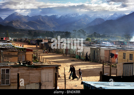 Sud Africa: Township nella regione del vino della provincia del Capo occidentale vicino a De Doorns, Valle esagonale Foto Stock