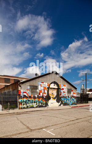 Mona Lisa murale, Arts District, Los Angeles, California, Stati Uniti d'America Foto Stock