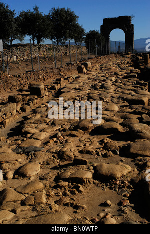 Arco romano della capara o caparra. Modo d'argento o Via de la Plata, Caceres provincia, regione Estremadura, Spagna Foto Stock