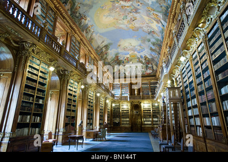 Libreria di Strahov - originale armadi in stile barocco, Praga Foto Stock
