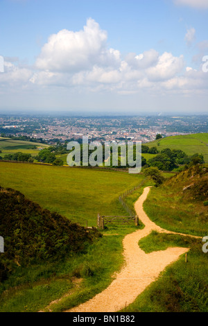 Macclesfield visto dal naso Teggs Country Park,Macclesfield, Cheshire, Inghilterra, Foto Stock