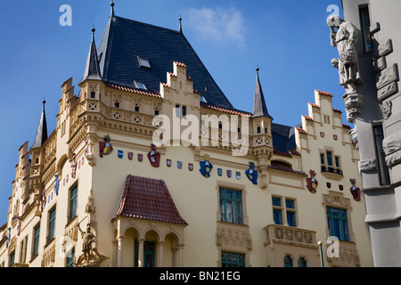 Vintage i dettagli di costruzione nella città vecchia. Praga, Repubblica Ceca Foto Stock