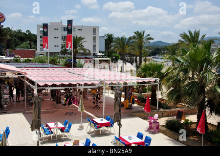 Vista Promenade, Platja de s' Arenal, Sant Antoni de Portmany, Ibiza, Isole Baleari, Spagna Foto Stock