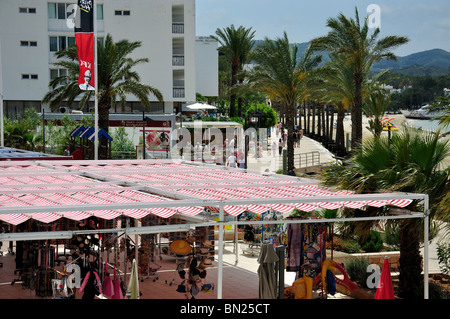 Vista Promenade, Platja de s' Arenal, Sant Antoni de Portmany, Ibiza, Isole Baleari, Spagna Foto Stock