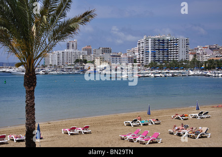 Platja de s' Arenal, Sant Antoni de Portmany, Ibiza, Isole Baleari, Spagna Foto Stock