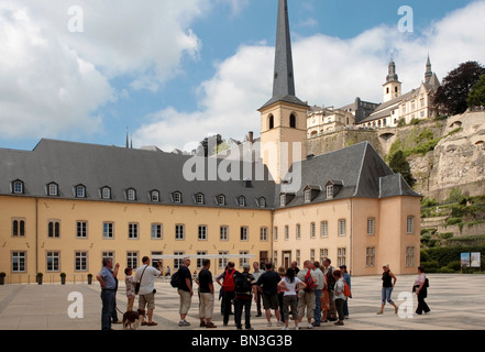 Abbey Neumuenster e San Johanneskirche, Grund, LUSSEMBURGO, Europa Foto Stock