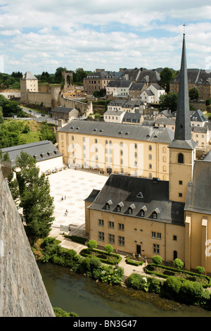 San Johanneskirche e abbey Neumuenster, Grund, LUSSEMBURGO, Europa Foto Stock