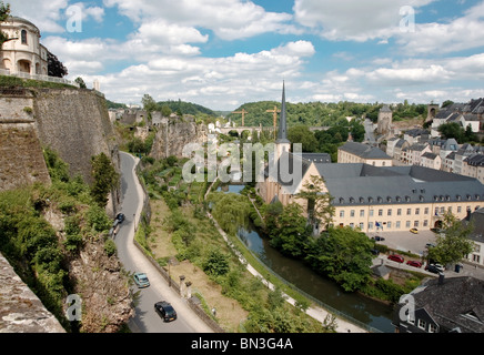 San Johanneskirche e abbey Neumuenster, Grund, LUSSEMBURGO, Europa Foto Stock