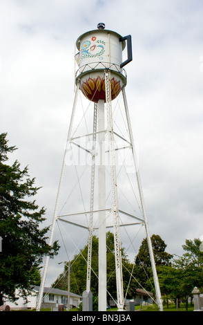 Gigantesca torre d'acqua della caffettiera a Stanton, Iowa, un tributo alle radici svedesi e alla città natale della signora Olson. Foto Stock