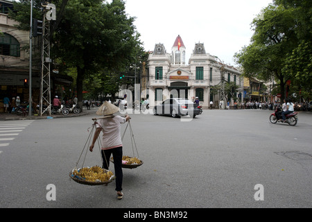 Fornitore su una strada ad Hanoi, Vietnam Foto Stock