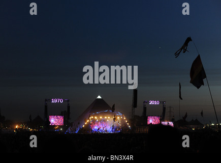 Stevie Wonder al Glastonbury festival 2010, fase della piramide Foto Stock