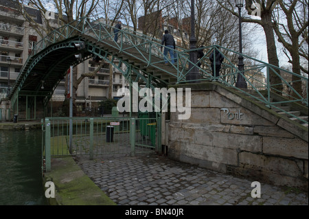 Ecluse du Canal Saint Martin Parigi Foto Stock