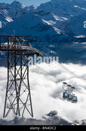 Alpi svizzere funivia: Beatenberg,alpi svizzere antenna e funivie Foto Stock