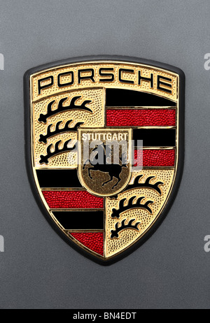 Porsche auto costruttore ornamento del cofano logo badge Foto Stock