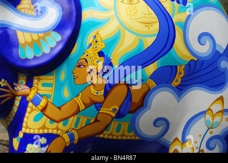 Dipinto elephant dettaglio. Parte dell'Elephant Parade London 2010. Leicester Square, Londra, Inghilterra Foto Stock