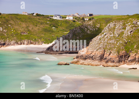 Porthcurno Beach in West Cornwall, Regno Unito. Foto Stock