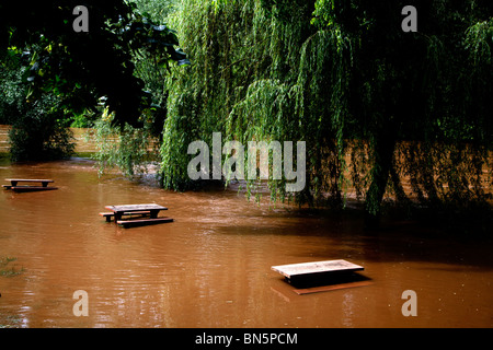 San Leon sur Vezere fiume in piena nel giugno 2010. Foto Stock