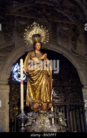 In Spagna, la provincia di Cadiz Cadice, Siviglia. Gotico/stile rinascimentale Cattedrale di Siviglia, interno. Statua religiosa. Foto Stock