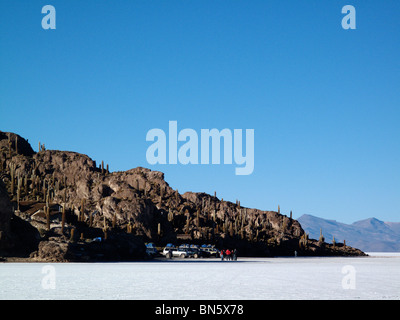 Il Salar de Uyuni saline in Bolivia Foto Stock